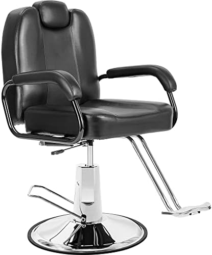 Делукс, релнирајќи бербер стол со тешка пумпа за опрема за убавина салон Тато-спа опрема, црна боја, црна