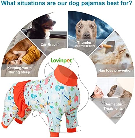 Ловинпет пижами на големи кучиња за големи кучиња - УВ заштита, кошула за обновување на пост -хирургија, лесна плетена истегната ткаенина,