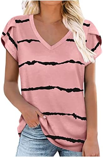 Флорална графичка блуза за девојчиња лето есен кратки ракави, памук од памук лабав, вклопување опуштено вклопување обичен мета Q5 Q5