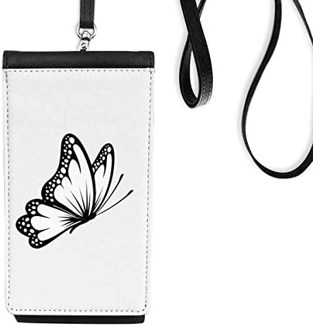 Едноставна гроздобер пеперутка во црна телефонска чанта што виси мобилна торбичка црн џеб