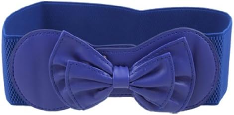 Allegra k Women Bowtie Ornament Press Stud Button Elastic Weaist Cinch Belt