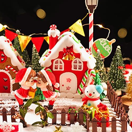 1 парчиња Божиќни орнаменти од ѓумбир од ѓумбир од ѓумбир, предводена од куќа од ѓумбир куќа Кенди куќа што виси украс украс