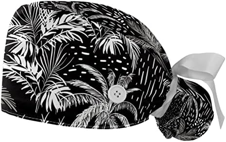2 парчиња работно капаче со копче лента вратоврска црна тропска палма џунгла дрво од коњчиња од коњчиња за жени за жени