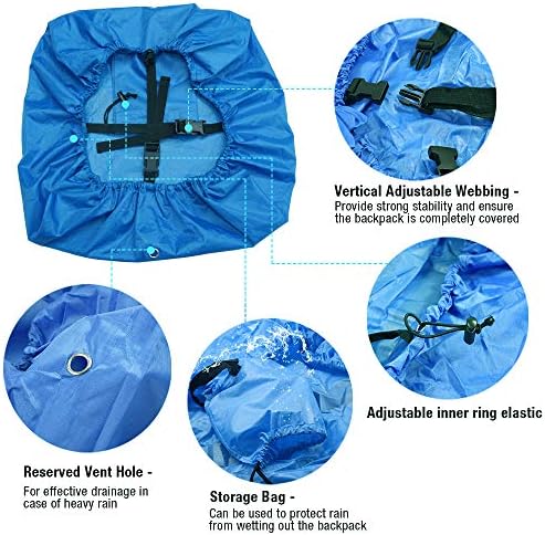Фенсивинг водоотпорен ранец на ранецот дожд со рефлексивна лента, надграден 10-90L не-лизгање на ранец на ранец за пешачење, кампување, лов, велосипедизам на дожд, итн.