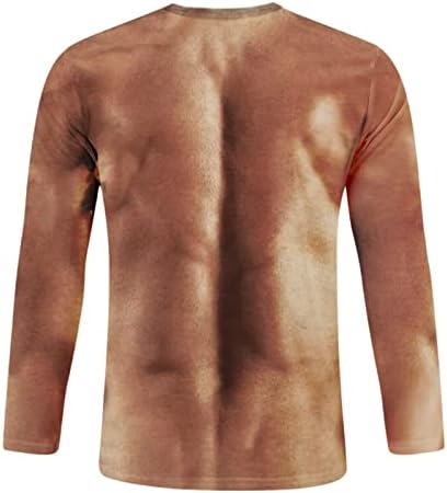 Dsodan Mens Solider со долги ракави маици улица 3D дигитален мускул печатен мета врвови смешни забавни носии на тренингот маица