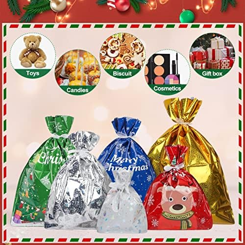 Cicikiea Божиќни торби за подароци за привлечност, [6 компјутери] Божиќни торби за завиткување на подароци, 6 стилови на стилови Божиќни