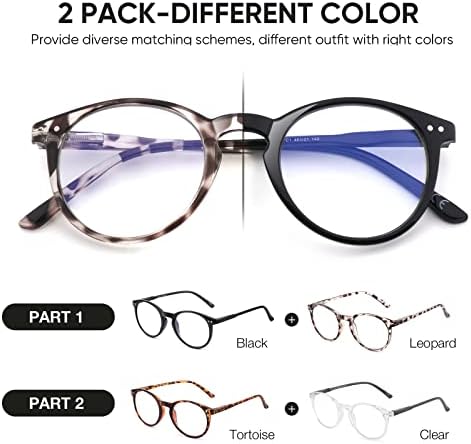 CARA 2 пакет Прогресивни очила за читање на мултифокус за мажи, жени со блокирање на компјутерски блокирање со сина светлина со пролетни шарки