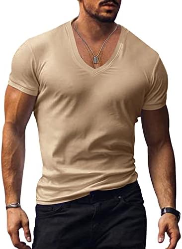Мускули за мажи со маички V вратите Обични салата за кратки ракави Атлетска маица мода со врвни тренинзи кошули за бодибилдинг кошули
