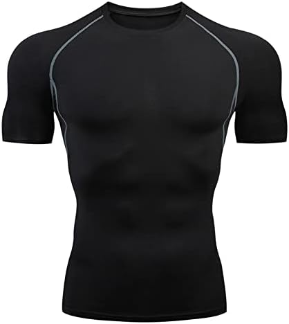Кошули за компресија на спортска компресија HSSDH за мажи, бргу маички за компресија на кратки ракави, атлетски теретани маички за теретани