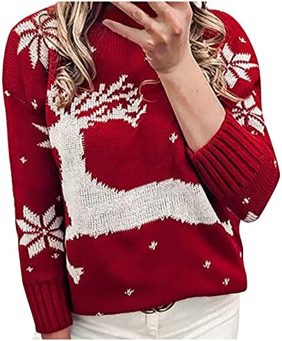 Chrisенски Божиќни џемпери мода Дедо Мраз везена тркалезна врата плетена џемпер Клаус Клаус Комплетна џемпер семејство