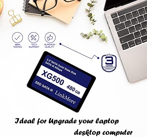 Linkmore XG500 240 GB 2,5 ”SATA III Внатрешен SSD, цврста состојба на погон, до 500MB/s за Latop и компјутер