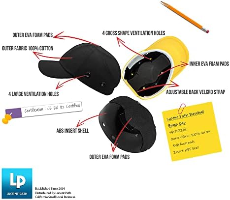 3 пакувања црни + 3 пакувања сини - луксен патека Бејзбол пад капа Хард капа за безбедност на кациги за мажи и жени