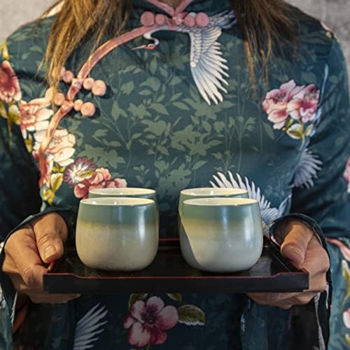 Јапонски Чаши За Чај-Чаши За Зелен Чај, Комплет од 2 Мали Керамички Чаши За Чај, по 150мл/5оз, Азиски Комплет За Чај Без Рачка Чаши
