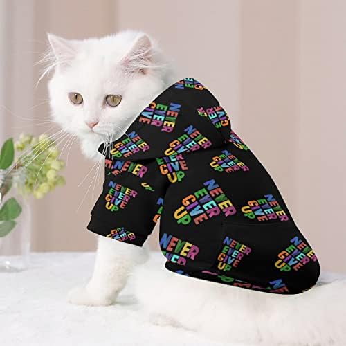 Никогаш не се откажувајте од дуксери за кучиња кутре џемпер миленичиња зимска облека 3Д печатење мачка со качулка со палто