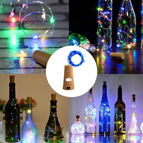 Светла со шишиња со шишиња, 20 LED диоди светла, самовила, ноќно светло, светло за шише со вино, плута за DIY, забава, свадба 2м 10 парчиња