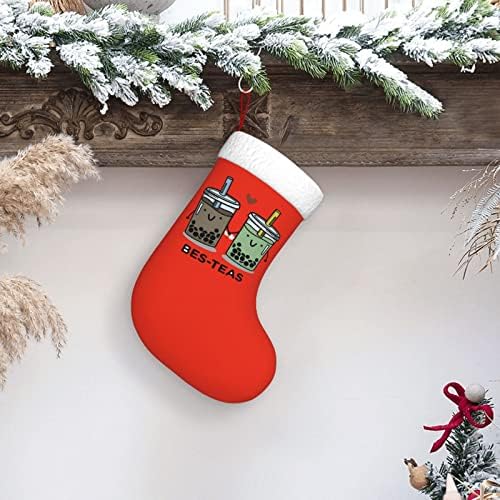 Yuyuy bes-teas меур чај Божиќен порибување Декорација на одмор камин виси чорап 18 инчи чорапи