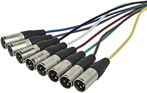 Monoprice 8-канали 1/4-инчен TRS машки до XLR машки змија кабел-20 стапки, 26awg, со 8 избалансирани моно и неурамнотежени стерео