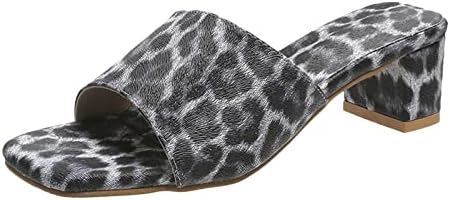 Летни влечки за жени леопард печатени сандали со ниски потпетици отворени пети не лизгачки слајдови стилски чевли со флип апостолки