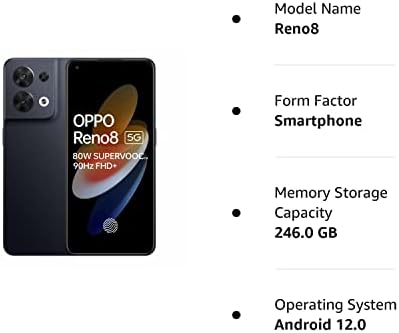 Oppo Reno8 5G Dual 256 GB 8 GB RAM -фабрика е отклучена - црна