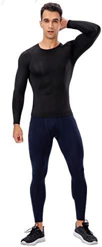 Машки кошули за компресија со долги ракави за атлетски тренинзи врвови за салата за теретани кои работат ладни суви базели маички 1/3 пакет