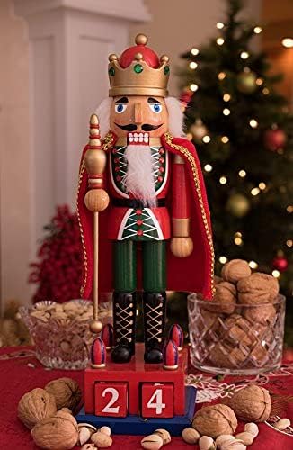 Умни креации Дрвени Божиќни оревци календар, одбројување на Божиќ, празнична декорација на празнични празници, крал