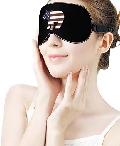 Американско Знаме Мечка Маска За Очи Со Прилагодлив Ремен За Мажи И Жени Ноќно Спиење Патување Дремка