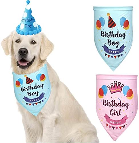 Бодови кучиња 2 пакувања+ девојче куче роденден бандана капа сет