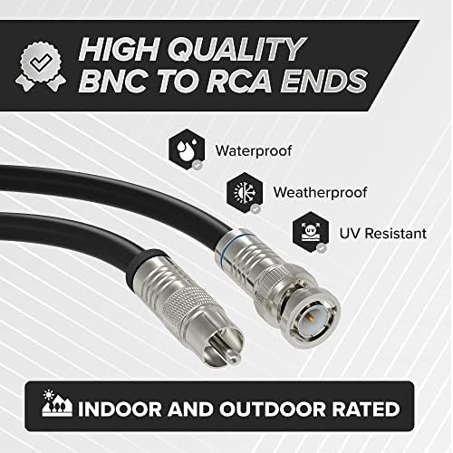 Црн, 3 ft BNC до RCA RG6 кабел - Професионална оценка - машки BNC до машки RCA кабел - BNC кабел - 75 Ohm Coaxial, 50/75 Ohm конектори,