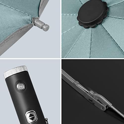 Amikadom преносен ветерно компактен чадор за патувања LED Flylshil рачка автоматски чадор со рефлексивна безбедносна лента алуминиумска