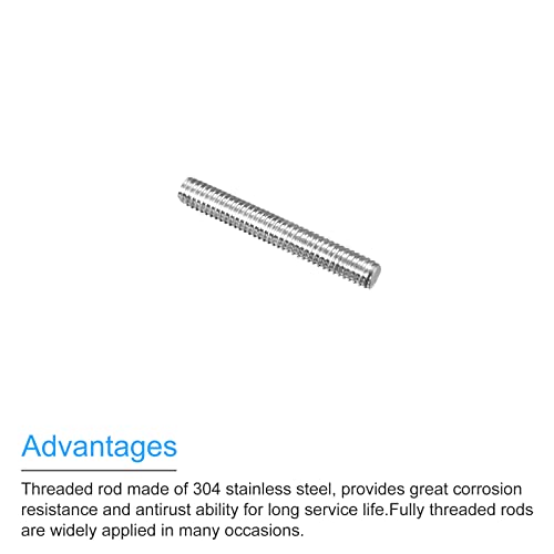 Меканикс целосно навојна шипка M4 x 25mm 0,7 mm Thread Thread 304 Не'рѓосувачки челик десен рака навојни шипки со шипки 5 пакувања