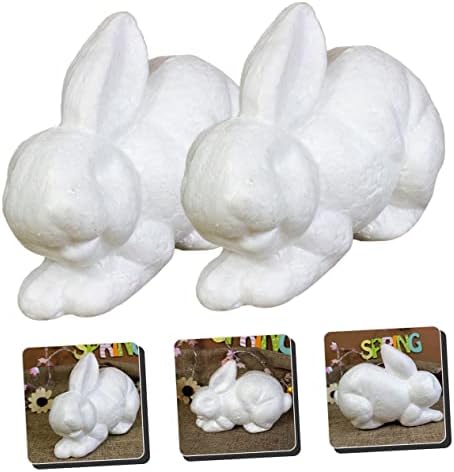 Абаодам 4 парчиња бел ембрион зајак дома Декорација Детска тилонална занаетчиство занаетчиство за деца пена зајаци мечки топчиња таблети