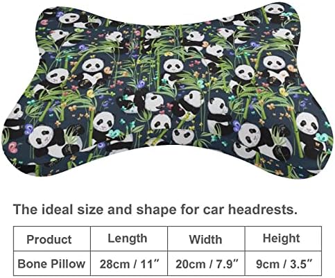 Забава панда и бамбус лисја перница за вратот на вратот од 2 перници за перници за автоматска глава во форма на коски