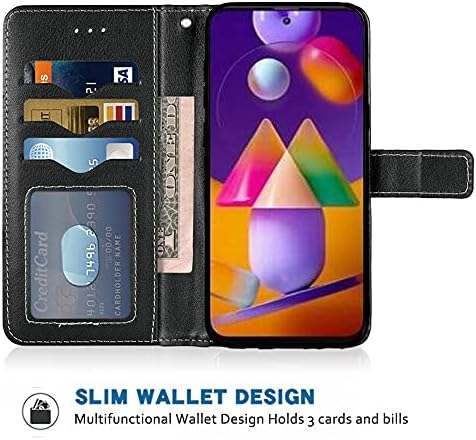 FDCWTSH Компатибилен Со Samsung Galaxy M51 Паричник Случај Рачен Ремен Лента Кожа Флип Капак Картичка Држач Стојат Мобилен Додатоци Фолио Чанта