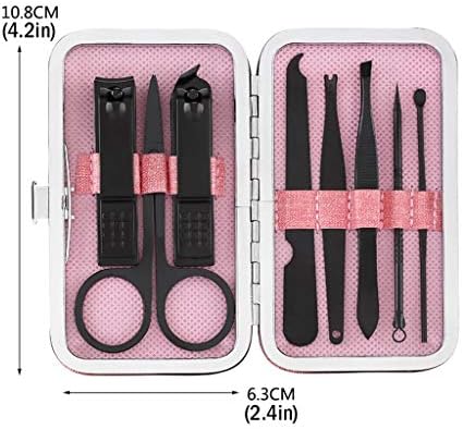 Комплет за нокти, комплет за маникир, клипер за нокти/комплет за педикир, розова правоаголна алатка за маникир за маникир, поставен домаќинство