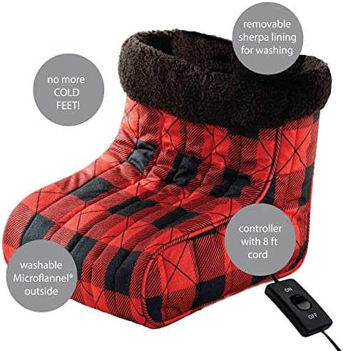 Thermee Micro Flannel Загреана потопла нога, нема повеќе ладни нозе со шерпа руно, безбедносно исклучување од 2 часа, мулти-боја