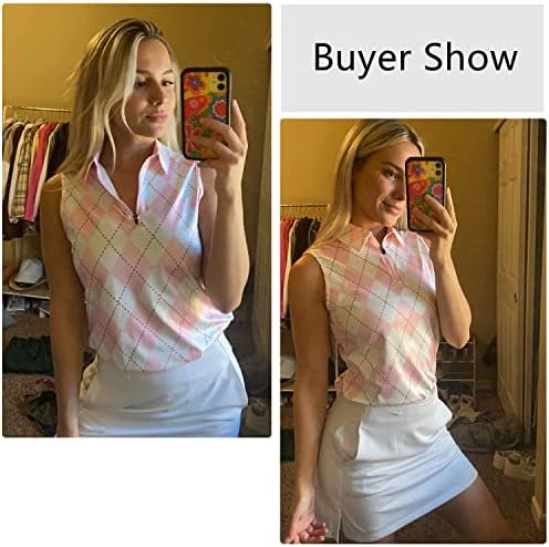 Soneенски женски голф кошули без ракави цветни атлетски поло маици влага за губење тениски кошули суво вклопување