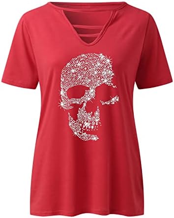 Женски маици женски жешки маици за печатење на вежбање v вратот лето кратки ракави врвови маички лесни кошула за жени