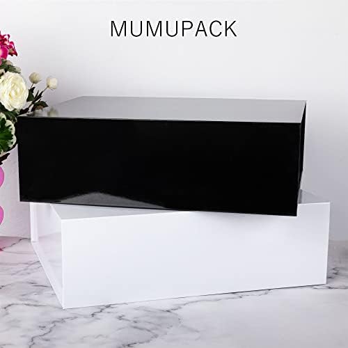 Mumupack Екстра голема бела кутија за подароци 19x16x6 инчи, огромна кутија за подароци, голема кутија за подароци со капаче за затворање на