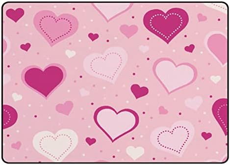 Tsingza Soft килим со големи површини, розови loveубовни срца удобно затворено тепих, бебе игра за дневна соба спална соба расадник дома украс под кат мат 63x48inch