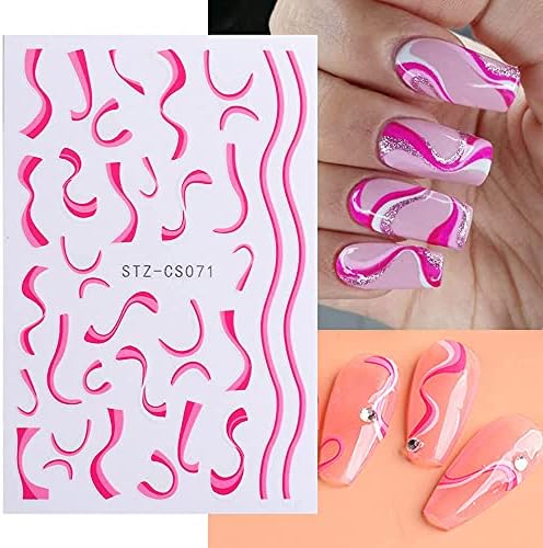 6 листови налепници за нокти на бранови во боја