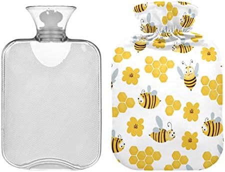 Шишиња со топла вода со покриени пчели саќе торба за топла вода за олеснување на болката, болки во грбот, топла вода кревет потопла