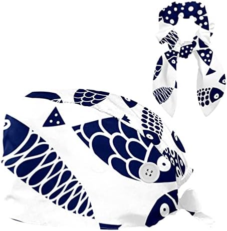 Сини рибини модели прилагодливи буфонски капачиња Капчиња Работно капаче со лак за коса