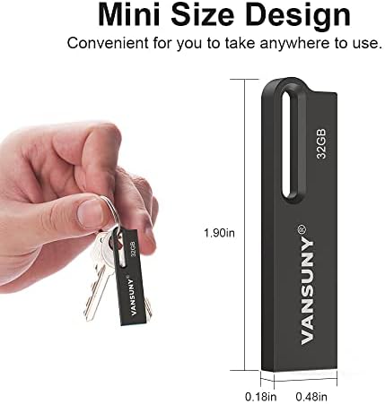 Vansuny 5 пакет 32 GB Flash Drive Metal Metal Hudesporof USB Drive USB 2.0 Memory Stick со голема брзина, преносен погон на палецот