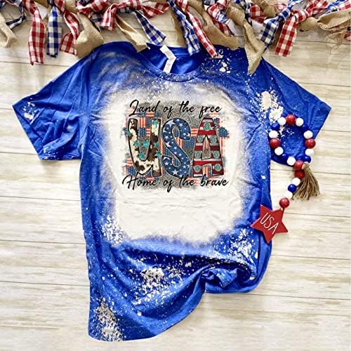 Американско знаме печати врвови жени 4 -ти јули патриотска маица САД starsвезди ленти кошули краток ракав лабава летни маички