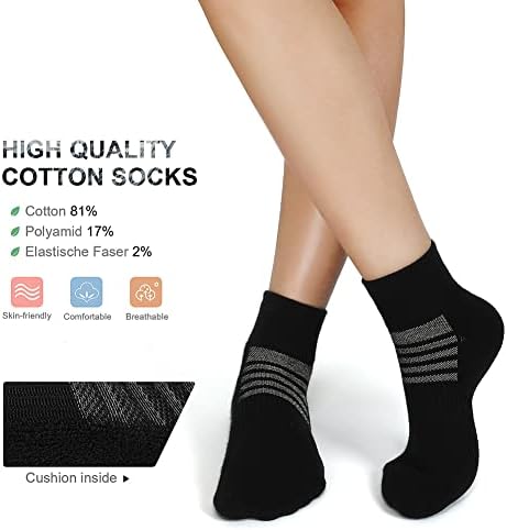 Атлетски чорапи на Unisex Athertic Coshion Cushion Codioness Cods Cods за мажи и жени 6 пара