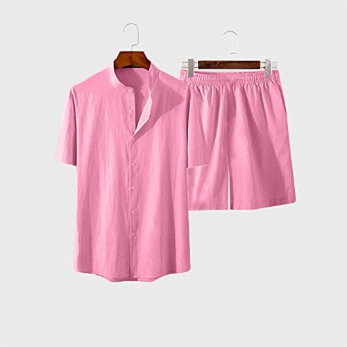 Guine Mens Casual Zip Up Polo Shurts Sharts Постави 2 парчиња облека мода лето тренерки плус големина кратки ракави и шорцеви
