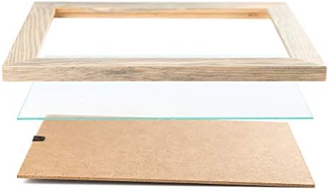 Рустикален дрвен квадратен рамки за слики 4x4 - сет од 2- природно цврсто еко дрво со вистинско стакло за монтирање на wallидови