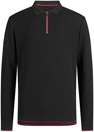 Алтаирега Менс Поло кошули чист памучен пуловер со долг ракав плетен лесен џемпер обичен голф атлетски активна облека
