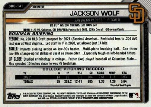 2021 Bowman Chrome Draft Refaftor BDC-141 Jackson Wolf RC Rookie San Diego Padres MLB Baseball Trading Card