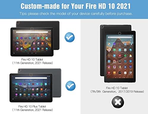 Целокупниот Fire HD 10 & 10 Plus Case, не е погоден за 7-ми/5-ти оган 10, премија за кожен држач за кожни парчиња со паметно автоматско будење/спиење,